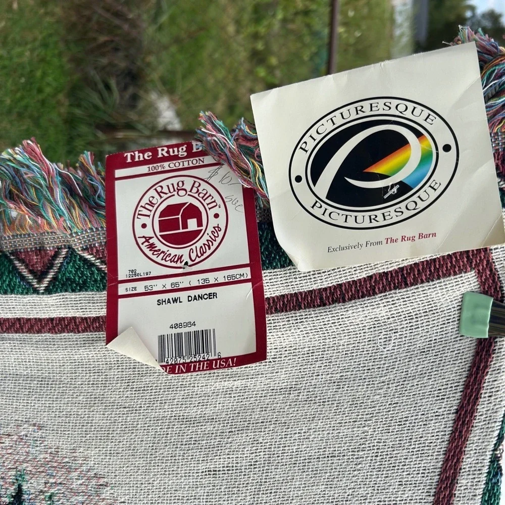 The Rug Barn‎ Shawl Dancer Throw Blanket  53x65 Multi Woven Cotton USA Cabin